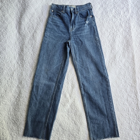 Everlane The Way High Jean Organic Cotton Straight Leg Raw Hem - Distressed 24R - Picture 2 of 16